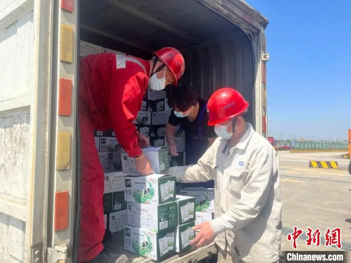 驰援上海的牛奶正在装箱 平湖宣传部供图