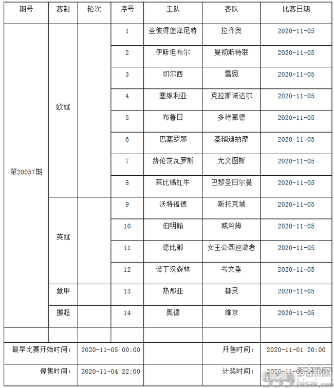 11月3日-9日中国足彩赛程公布：停售5期 无法甲竞猜