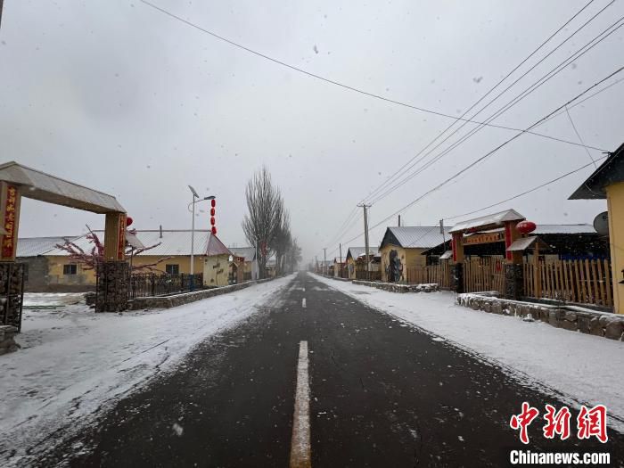 新疆阿克苏地区温宿县塔格拉克村街景，两边的农家小院各具特色。　冀江彤 摄