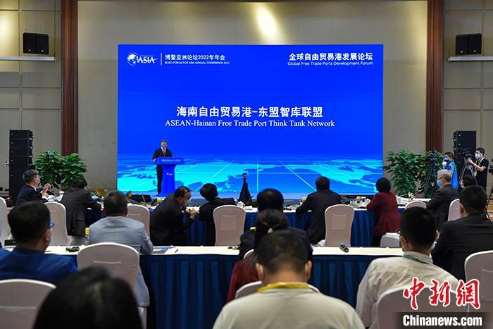 图为海南自由贸易港-东盟智库联盟在论坛上成立。 中新社记者 骆云飞 摄