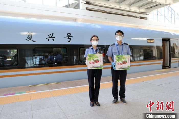 图为包装好的庆阳樱桃,准备“搭乘”高铁销往全国。 宋佳龙 摄 图为包装好的庆阳樱桃,准备“搭乘”高铁销往全国。 宋佳龙 摄