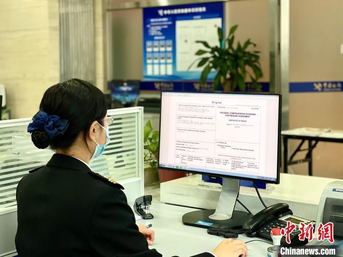 图为北京海关所属中关村海关关员审核RCEP出口原产地证书。　魏佳 摄