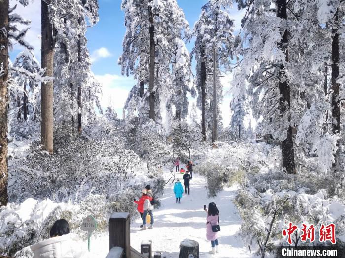 春节期间洪雅瓦屋山冰雪旅游持续火爆。　瓦屋山景区供图