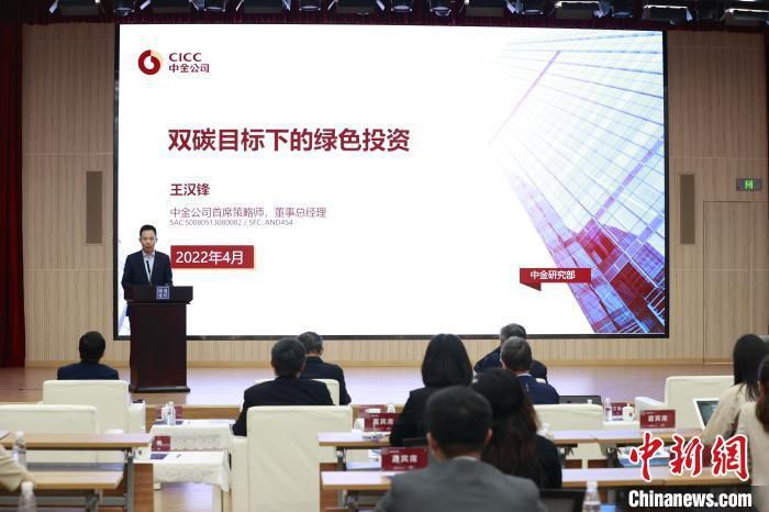 中金公司首席策略师、董事总经理王汉锋25日在京出席中新社国是论坛之“能源中国”并发言。　盛佳鹏 摄