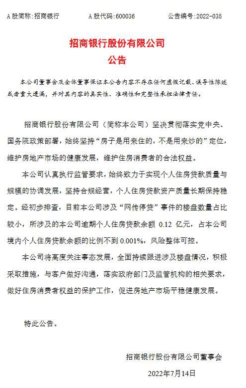 招商银行公告。