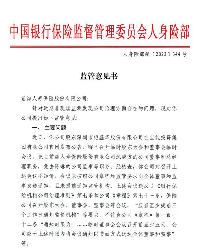 前海人寿官网公布的文件截图。