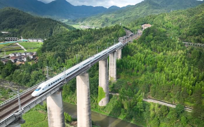 图为向莆铁路上飞驰的高铁。(资料图) 张海根 摄