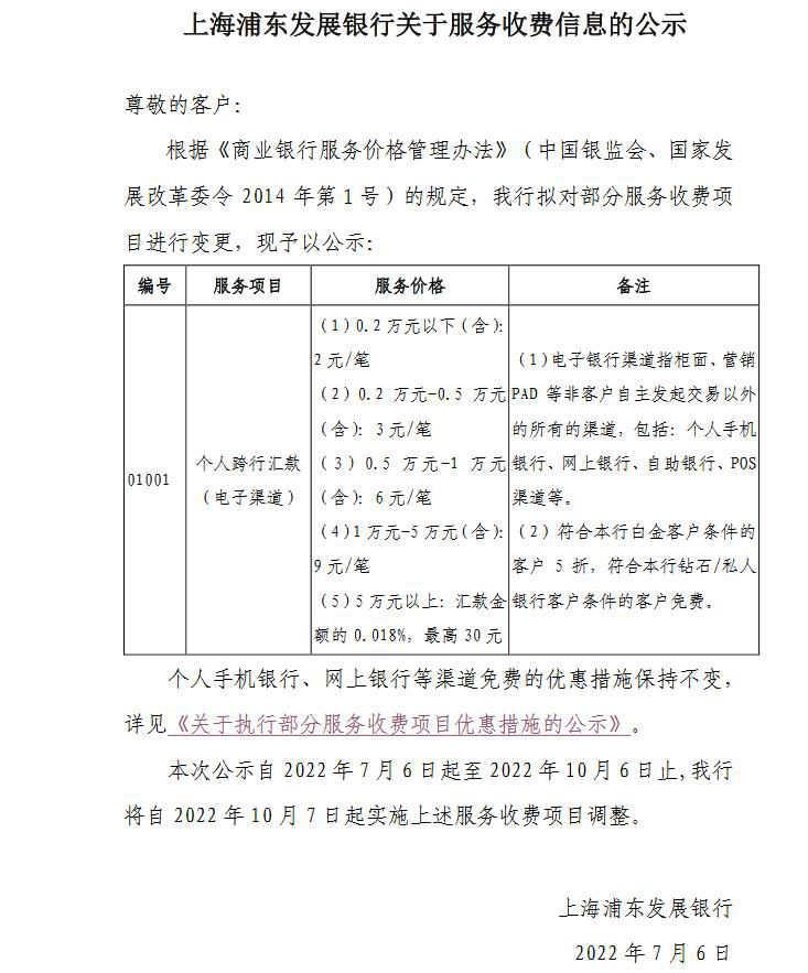 浦发银行官网公示截图。