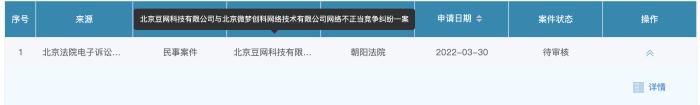 案件状态截图。豆瓣供图
