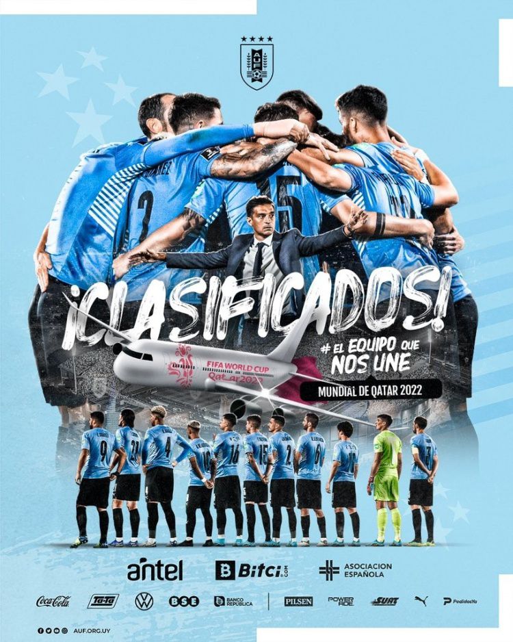 乌拉圭晒海报庆祝晋级世界杯：卡塔尔，我们来了！