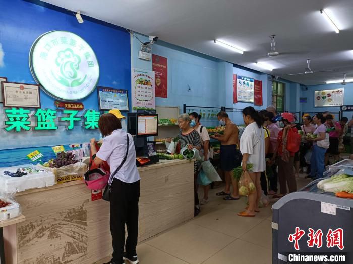 市民在海口菜篮子平价菜社区菜店采购蔬菜。　张月和 摄