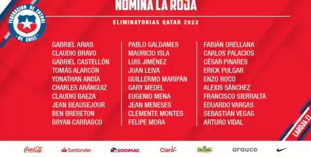 世界杯南美预选赛智利队大名单：桑切斯、比达尔领衔
