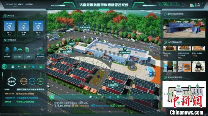 济南东“零碳服务区”的建设还创新了能源的可视化监管和智慧化管控方法。　山东高速集团供图
