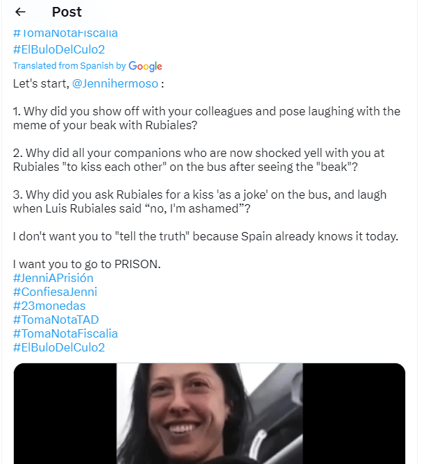 上載新片段的Twitter用戶Alvis Perez在社交媒體以Hashtag公開向事主靴莫素就片段中的行為發出3個提問。