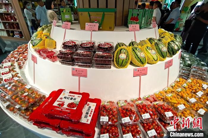 宁夏名优特色农产品展销中心内琳琅满目的宁夏农优特产。　李佩珊 摄