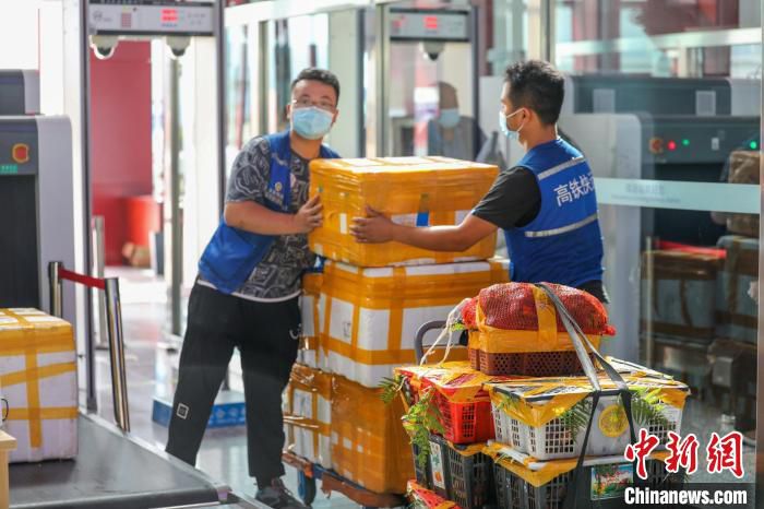 图为云南野生菌搭乘动车运往全国各地。　何思远 摄
