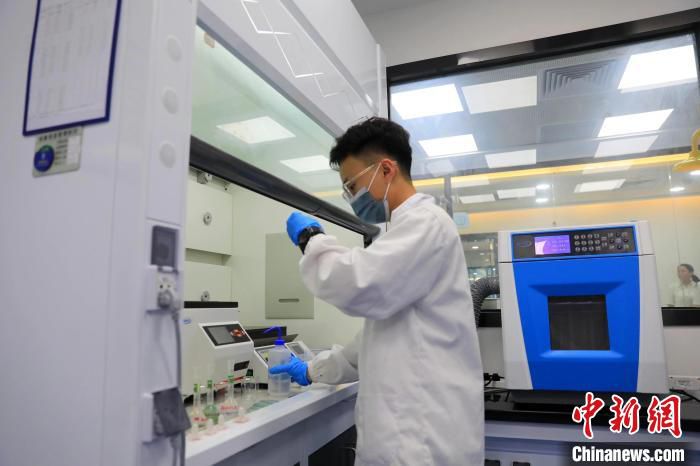 欧阳明高院士工作站工作人员正在进行实验。　王磊 摄