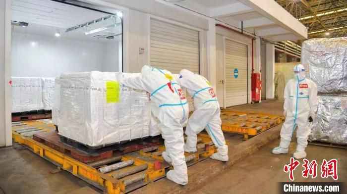 重点保障涉及民生的进口冷链、生鲜物资运输。。　上海机场集团供图