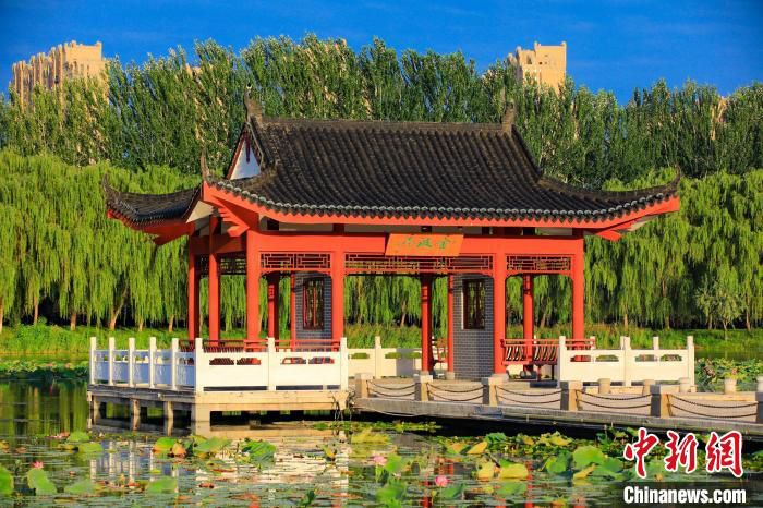 宁夏大学金波湖一景。　宁夏大学供图