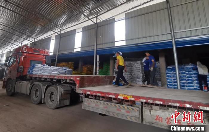 图为农资经销商加大化肥等物资的储备力度 林浩 摄