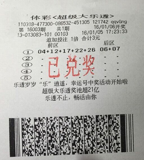 彩票新闻：1406万得主称有钱生二胎了 此前最多中50(图)
