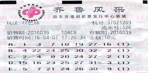 中奖彩票
