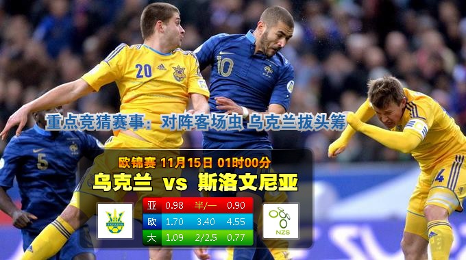 玩球网心水：欧锦赛　11月15日 1:00　乌克兰 VS 斯洛文尼亚