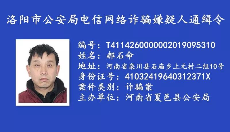 河南省洛阳市公安悬赏通缉一批电信网络诈骗逃犯