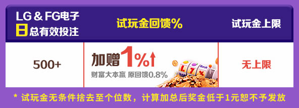 E世博:LG&FG 电子海量威利1%无极限
