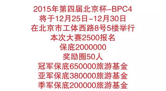 扑克新闻：2015年第四届北京杯-BPC4 震撼来袭！总奖励高达200万！