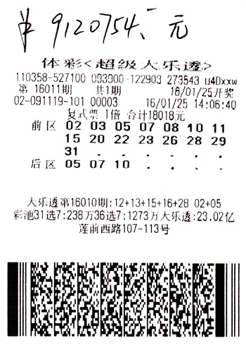 彩民1.8万复式票中912万大奖 去年也曾中头奖
