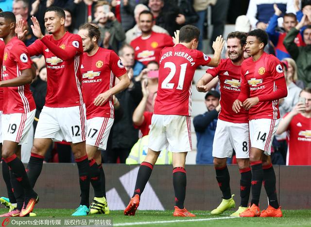 玩球赛报：英超-曼联4-1莱斯特 马塔传射博格巴回归首球