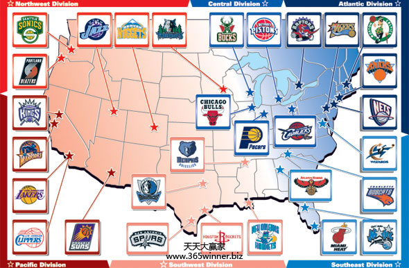 体育博彩NBA投注之NBA地图详情