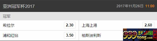 博彩分析:亚冠夺冠赔率 希拉尔跃升首位 上港第二仍有机会争冠