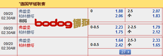 “博狗亚洲”9月19日德甲赛事: 弗雷堡 VS 柏林赫塔