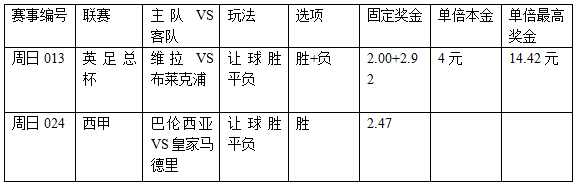 过关2串1:维拉无心恋战 皇马做客蕴冷