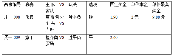 过关2串1：火车头有胜算 罗马德比博平