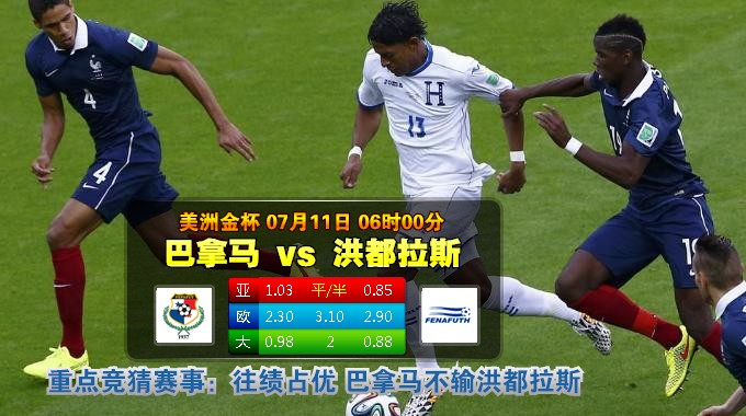 玩球网心水：美洲金杯　7月11日 6:00　巴拿马 VS 洪都拉斯