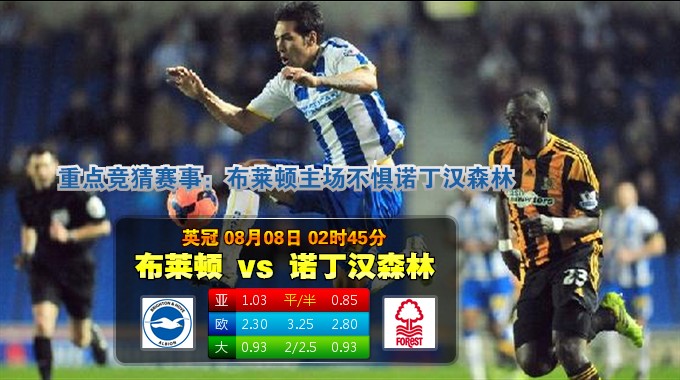 玩球网心水：英冠　8月8日 2:45　布莱顿 VS 诺丁汉森林