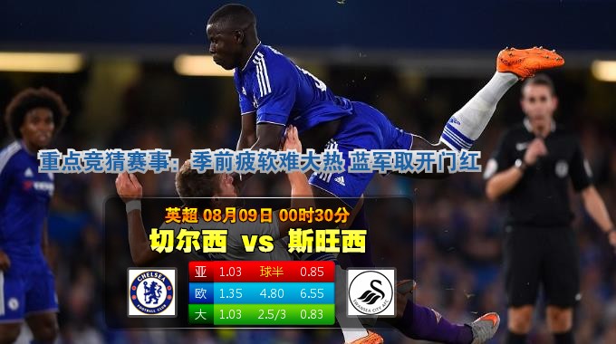 玩球网心水：英超　8月9日 0:30　切尔西 VS 斯旺西