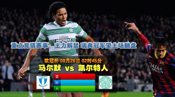 玩球网心水：欧冠杯　8月26日 2:45　马尔默 VS 凯尔特人