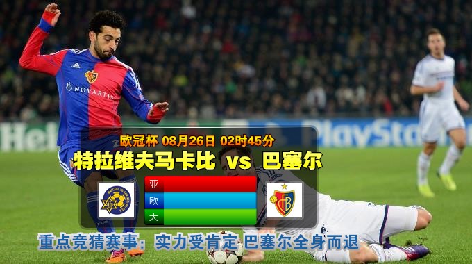 玩球网心水：欧冠杯　8月26日 2:45　特拉维夫马卡比 VS 巴塞尔