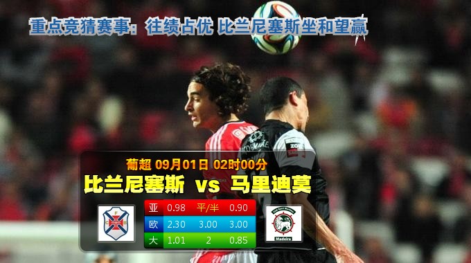 玩球网心水：葡超　9月1日 2:00　比兰尼塞斯 VS 马里迪莫