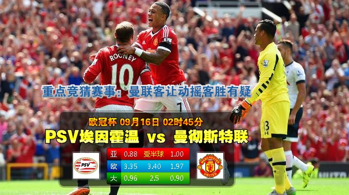 玩球网心水：欧冠杯　9月16日 2:45　PSV埃因霍温 VS 曼彻斯特联