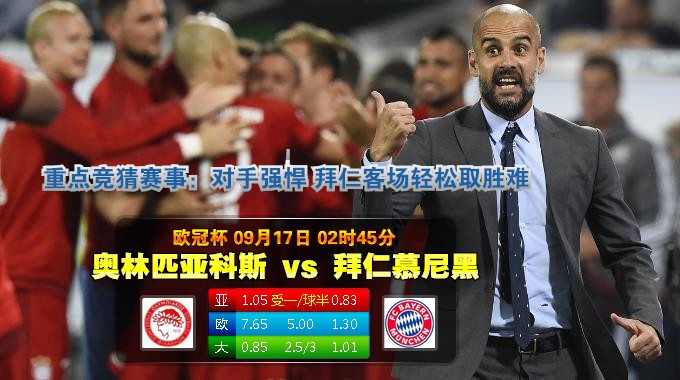 玩球网心水：欧冠杯　9月17日 2:45　奥林匹亚科斯 VS 拜仁慕尼黑