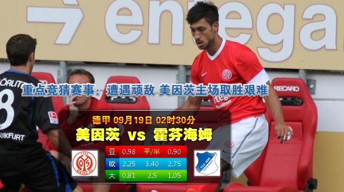 玩球网心水：德甲　9月19日 2:30　美因茨 VS 霍芬海姆