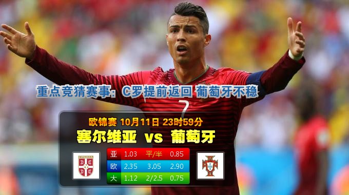 玩球网心水：欧锦赛　10月12日 0:00　塞尔维亚 VS 葡萄牙