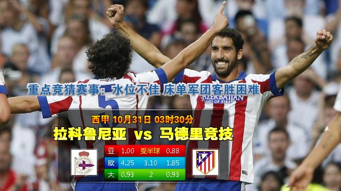 玩球网心水：西甲　10月31日 3:30　拉科鲁尼亚 VS 马德里竞技