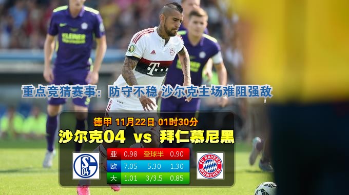 玩球网心水：德甲　11月22日 1:30　沙尔克04 VS 拜仁慕尼黑