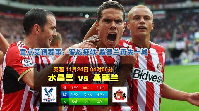 玩球网心水：英超　11月24日 4:00　水晶宫 VS 桑德兰